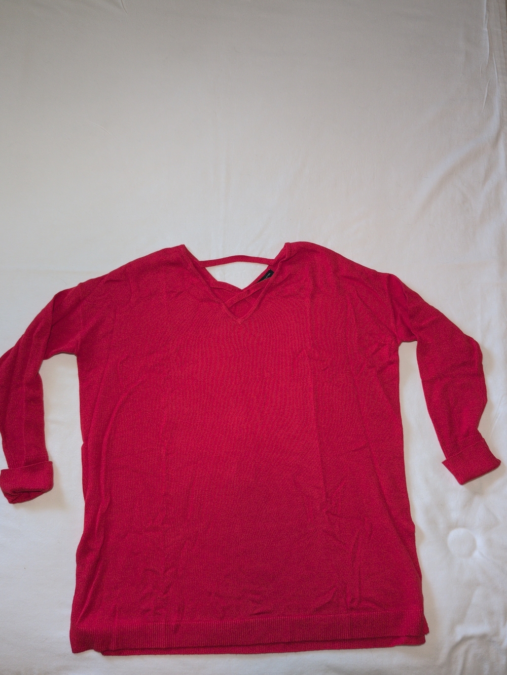 H by Halston Fuchsia V-Neck Lightweight Sweater